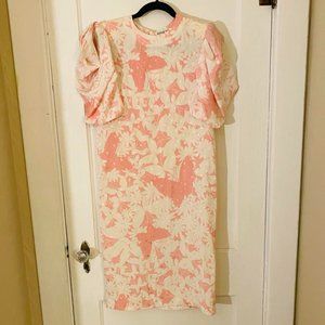 Pretty Authentic HANAE MORI NEW YORK Vintage Pink Butterfly Flower Dress